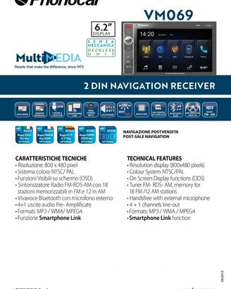 Stereo 2 din phonocar vm069