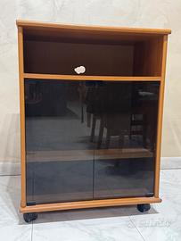Mobile porta TV multimediale in legno con ruote