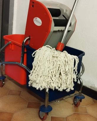 CARRELLO PULIZIE CON STRIZZATORE ELETTRICO