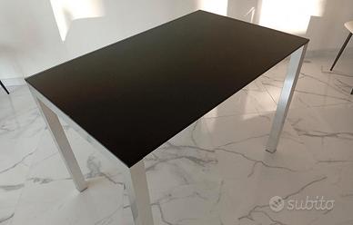 Tavolo cucina vetro temperato e acciaio allungabil