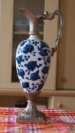 Brocca Decorativa In Ceramica E Metallo Con Motivi