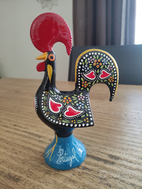 Gallo colorato in ceramica soprammobile
