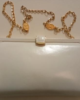 Borsetta a pochette in pelle bianca 