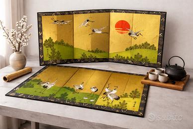 Coppia di Paraventi da Tavolo Giapponesi - Shōwa