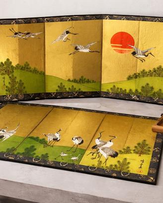 Coppia di Paraventi da Tavolo Giapponesi - Shōwa