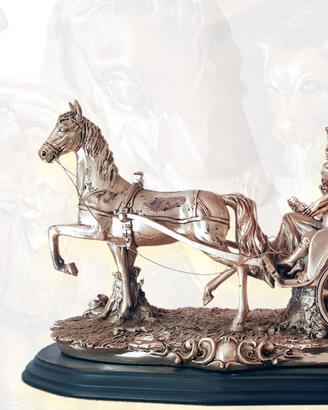 Scultura carrozza d'epoca trainata da cavalli 14kg
