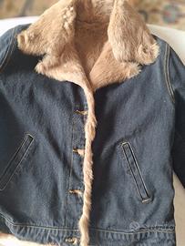 giacca jeans con pelliccia 