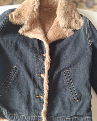 giacca jeans con pelliccia 