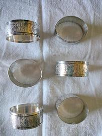 6 anelli porta tovaglioli in vero argento 800