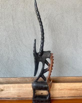Grande scultura africana antilope Chi Wara Bamana