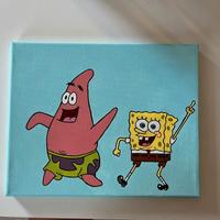 Tela Patrick e Spongebob   24x30 cm DIPINTO A MANO