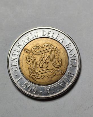 500 lire centenario della banca d'Italia 