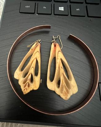 bracciale rigido in rame +orechini in cochig