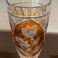 Vaso Cristallo di Boemia Vintage - Ambra e Fiori