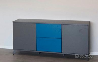 Madia - Credenza di colore grigio e blu