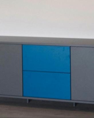 Madia - Credenza di colore grigio e blu