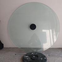 Tavolo Vintage Piano in Vetro e Base Marmo Nero