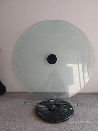 Tavolo Vintage Piano in Vetro e Base Marmo Nero