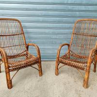 Coppia poltrone in vimini da esterno anni 60