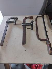 2 sargenti per falegname ed un seghetto 