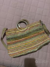 Borsa estiva in raffia multicolor