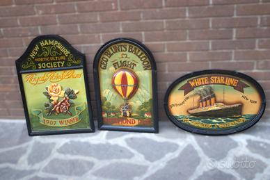  3 quadri 3D stile bar americano 