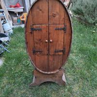 mobiletto porta bottiglie in legno con cavalletto