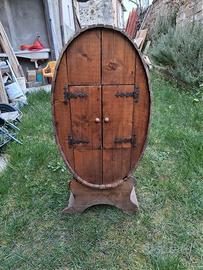 mobiletto porta bottiglie in legno con cavalletto