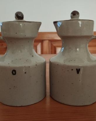 Set Olio e Aceto Vintage in Gres Ceramica Rustica 