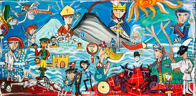 Paesaggio in stile moderno Napoli 100x200 cm