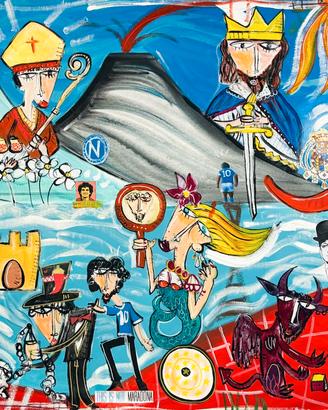 Paesaggio in stile moderno Napoli 100x200 cm