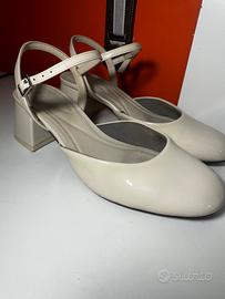 Zara décolleté slingback panna vernice tg 38