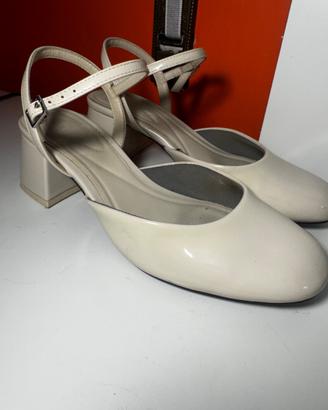 Zara décolleté slingback panna vernice tg 38