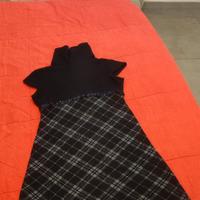 Vestitino nero quadrettoni lana collo alto