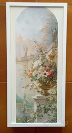 Stampe floreali vintage in cornice bianca 30x60 