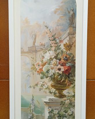 Stampe floreali vintage in cornice bianca 30x60 