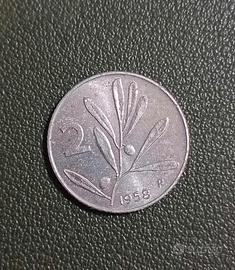 rara moneta 2 lire 1958 - repubblica Italiana 