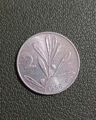rara moneta 2 lire 1958 - repubblica Italiana 