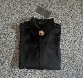 camicia donna nera in raso tg unica 