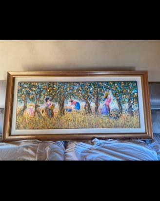 olio su tela raccolta delle arance