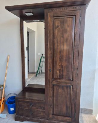 Mobile ingresso con appendiabiti stile arte povera