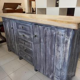 CREDENZA LEGNO 2 SPORTELLI + 5 CASSETTI LACCATO