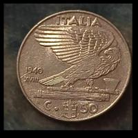 Moneta da 50 centesimi di Lira del 1940 Italia 