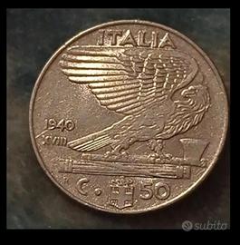 Moneta da 50 centesimi di Lira del 1940 Italia 