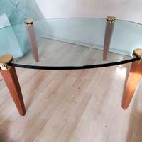 Tavolo cristallo ovale, bambe in legno da salotto