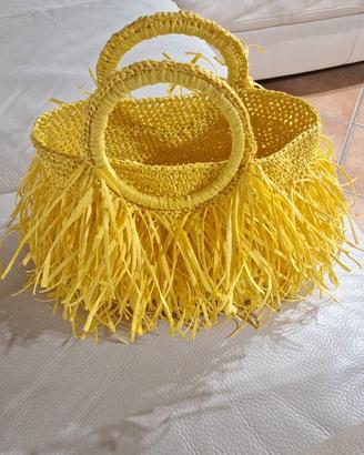Borsa Rafia Gialla Handmade