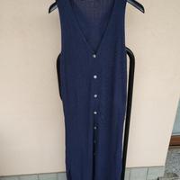 Gilet Lungo in Maglia Blu Navy Taglia Unica