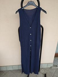 Gilet Lungo in Maglia Blu Navy Taglia Unica