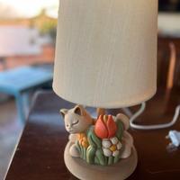 Lampada/Abat Jour Thun con gatto e fiori