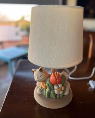 Lampada/Abat Jour Thun con gatto e fiori
